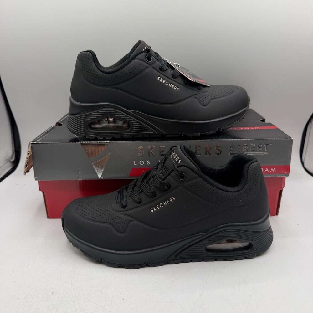 Skechers UNO Stand On Air Running Shoes Womens Sz 10 WIDE Black Sneakers 73690